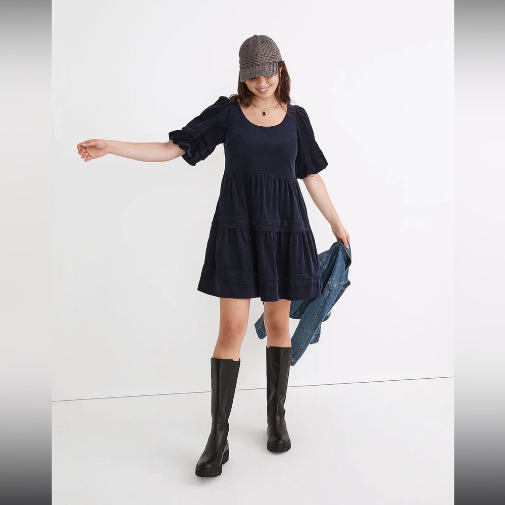 NWT Madewell Corduroy Tiered Mini Dress